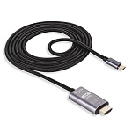 Кабель HDMI/TYPE-C WALKER WHD-57 (2 м) поддержка 4К/30Гц (без доп. питания), серый