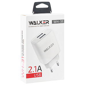 СЗУ WALKER  WH-31, 2.1А, 10,5Вт, USBx2, белое