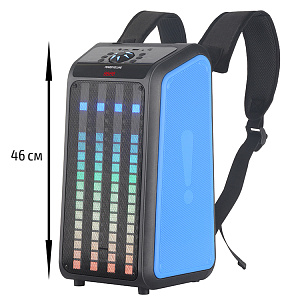 Колонка NDR-Q69, Bluetooth, 46см, дин.2шт/6,5", 40Вт, пульт, микрофон, подсветка, черная, (мят упак)