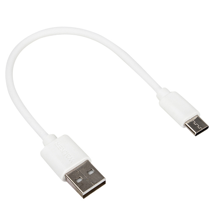 Кабель USB "WALKER" C055, (0,2 метра), Type-C, в пакете, белый