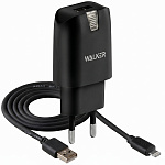 СЗУ WALKER  WH-21, 2в1, 2.1А, 10,5Вт, USB + кабель для Lightning, черное