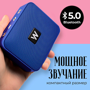 Колонка WALKER WSP-100, Bluetooth, 5Вт*1, стереопара TWS, синяя