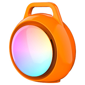 Колонка ZQS1475W, Bluetooth, 18см, дин.1шт/4", 8Вт, подсветка, беспр. микрофон, оранжевая