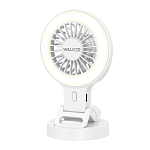 Вентилятор WALKER WFAN-50, с прищепкой, подставкой, подсветкой, белый
