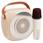 Караоке-система F42, Bluetooth, 5Вт*1, подсветка, микрофон, бежевая (-)