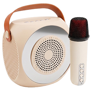 Караоке-система F42, Bluetooth, 5Вт*1, подсветка, микрофон, бежевая (-)