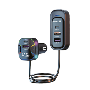 АЗУ WALKER  WCR-75,100Вт, с удлинителем 1.5м, Type-Cx2, USBx3 , поддержка QC+PD, черное
