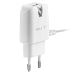 СЗУ WALKER  WH-13, 1А, 5Вт, USB, встроенный кабель Lightning, белое, (мят упак)