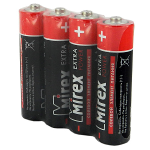 Батарейка MIREX солевая R6-S4 (AA, 4/60/1200), упак