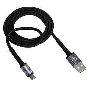 Кабель USB NB-215, 2.4A, Micro USB, индикатор, нейлон, черный